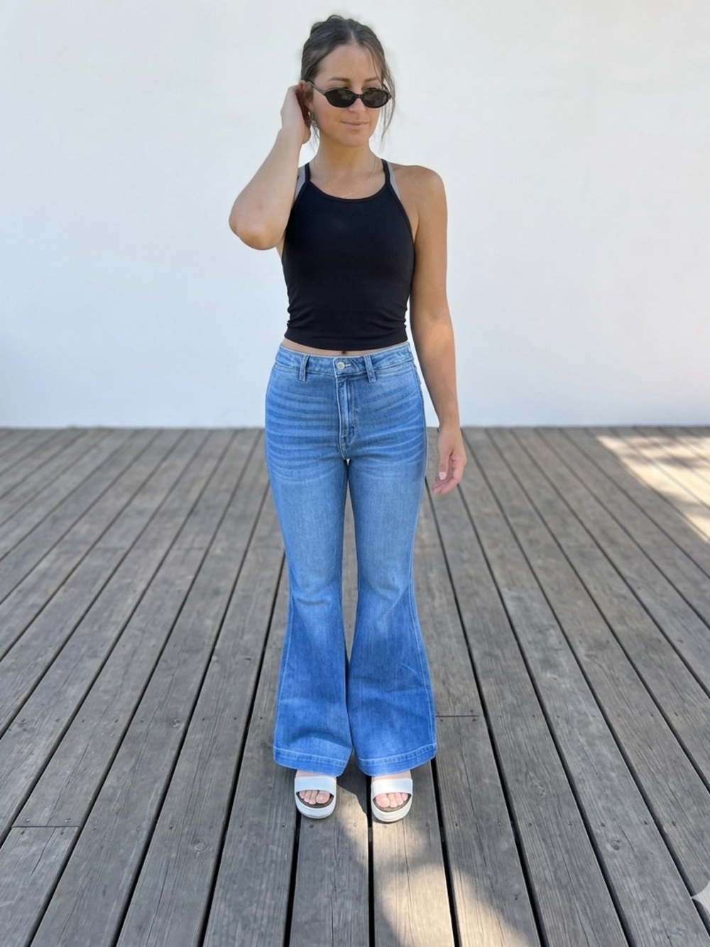 KanCan Ultra High-Rise Super Flare Light Blue Faded Women’s Jeans